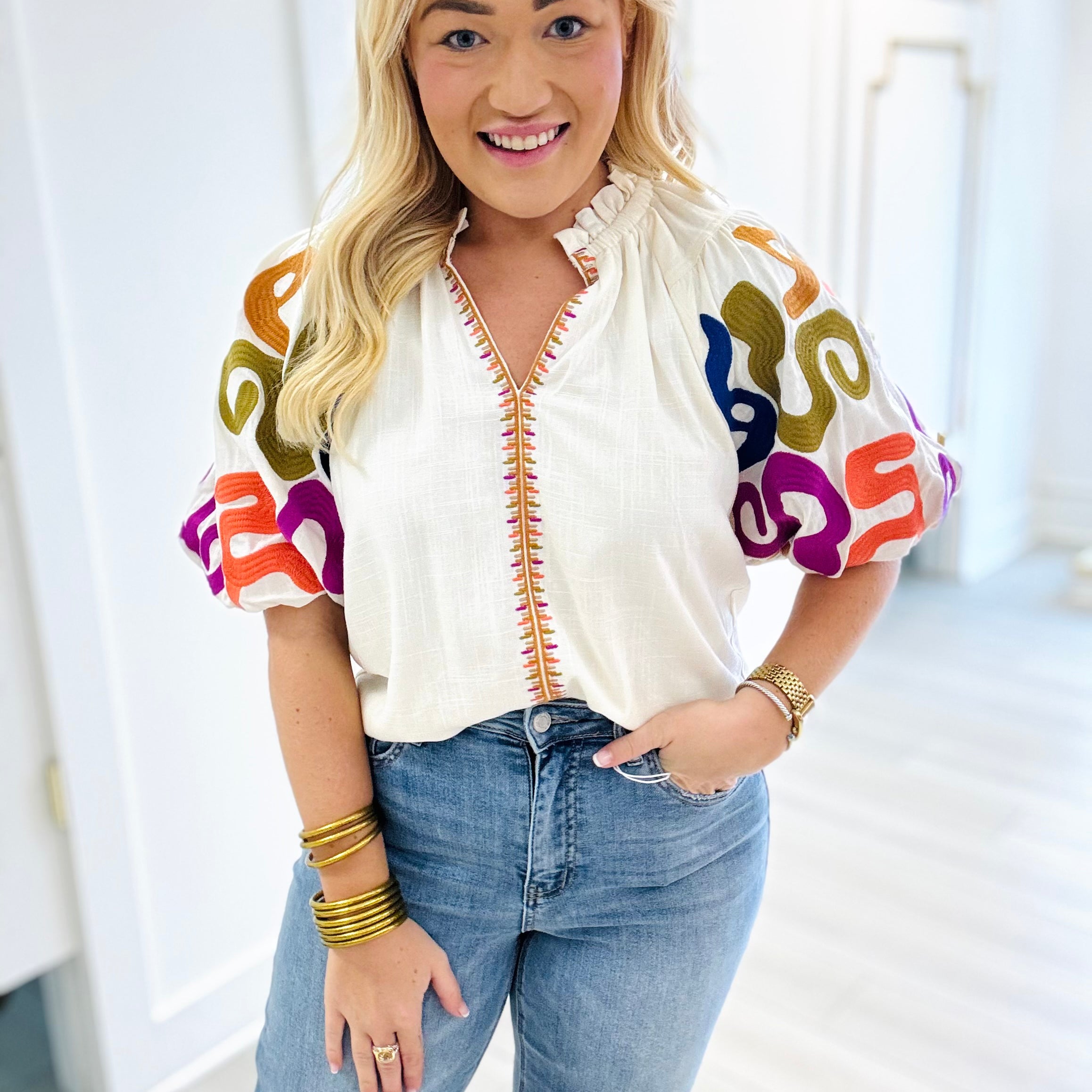 Getting Groovy Embroidered Top | THML