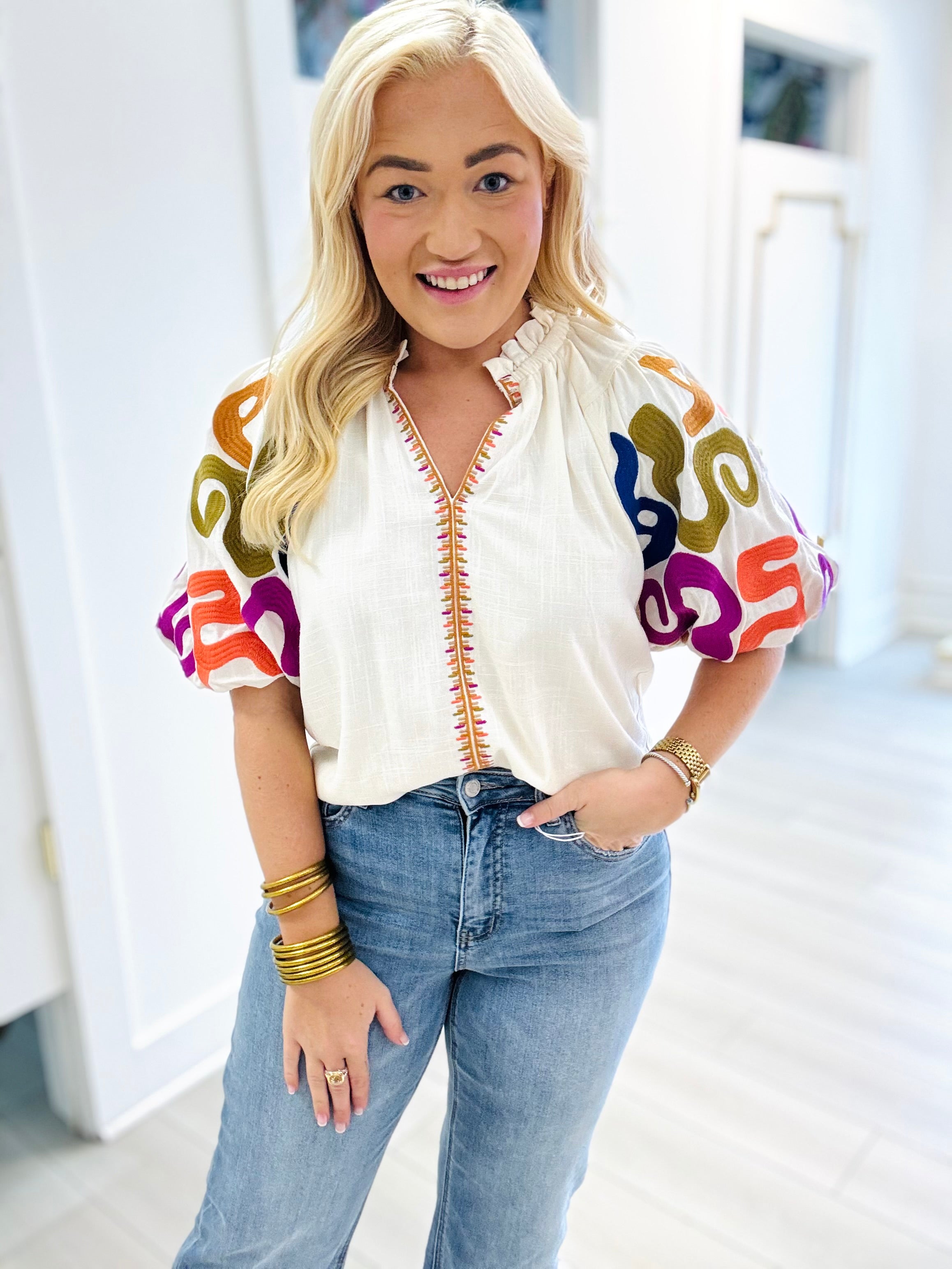Getting Groovy Embroidered Top | THML