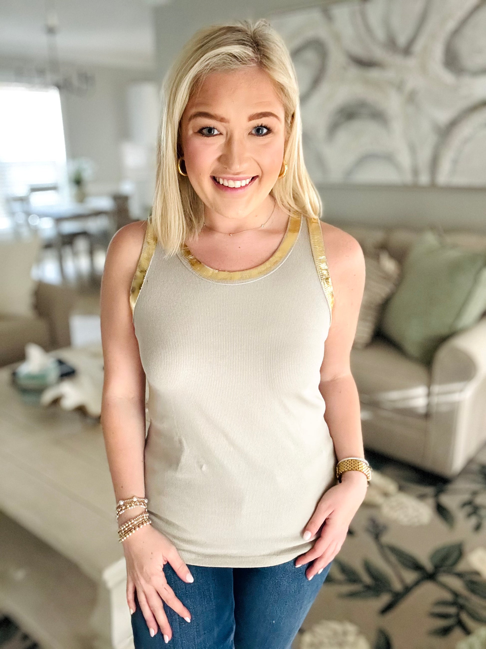 Beach Street Metallic Lined Tank (5 Colors)