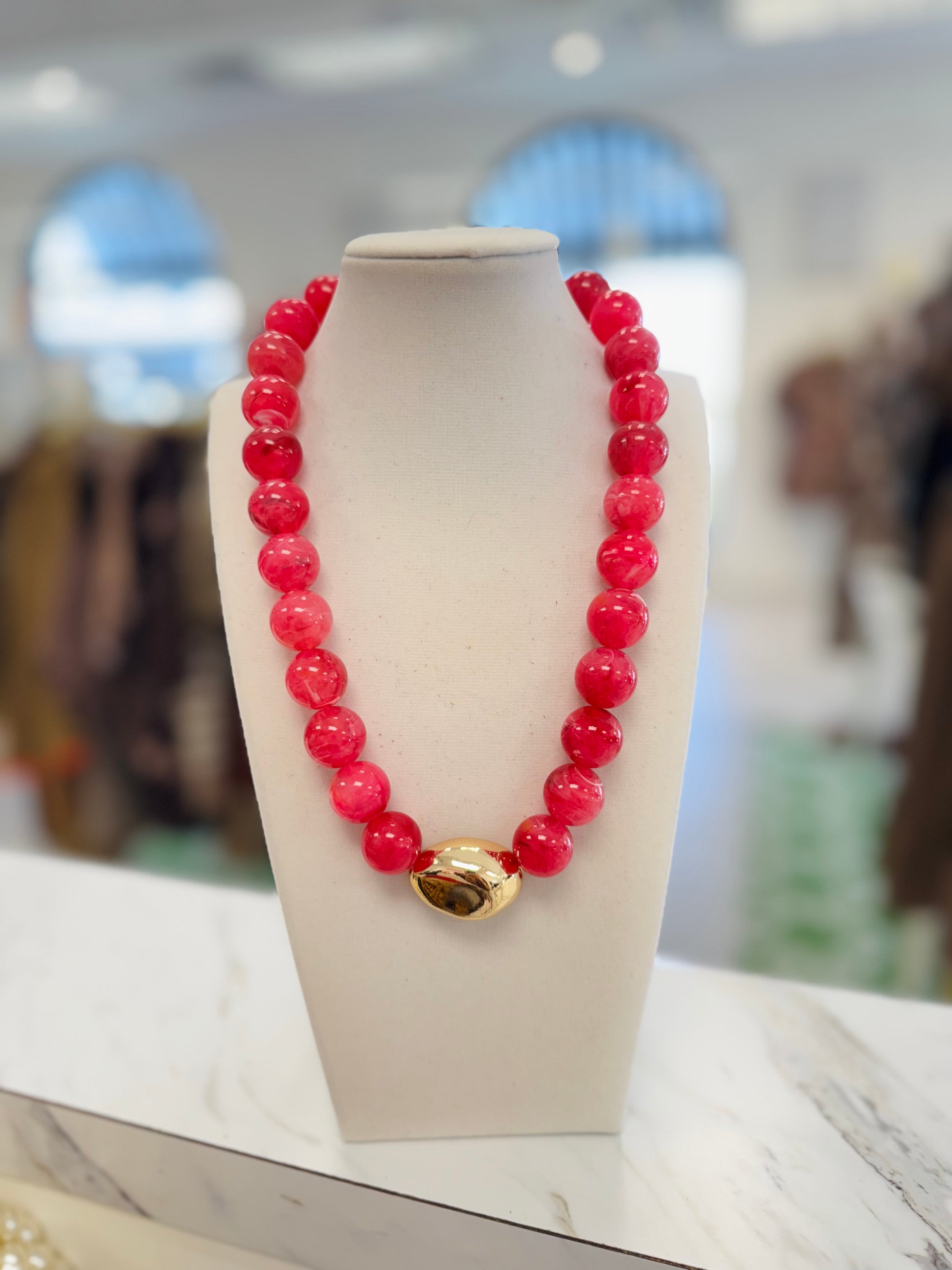 Moment in Time Marble Stone Ball Necklace (4 Colors)