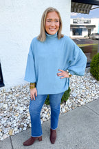 Anytime + Anywhere Mockneck Sweater in Blue