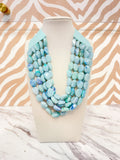Multi Strand Pebble Beaded Necklace - Turquoise