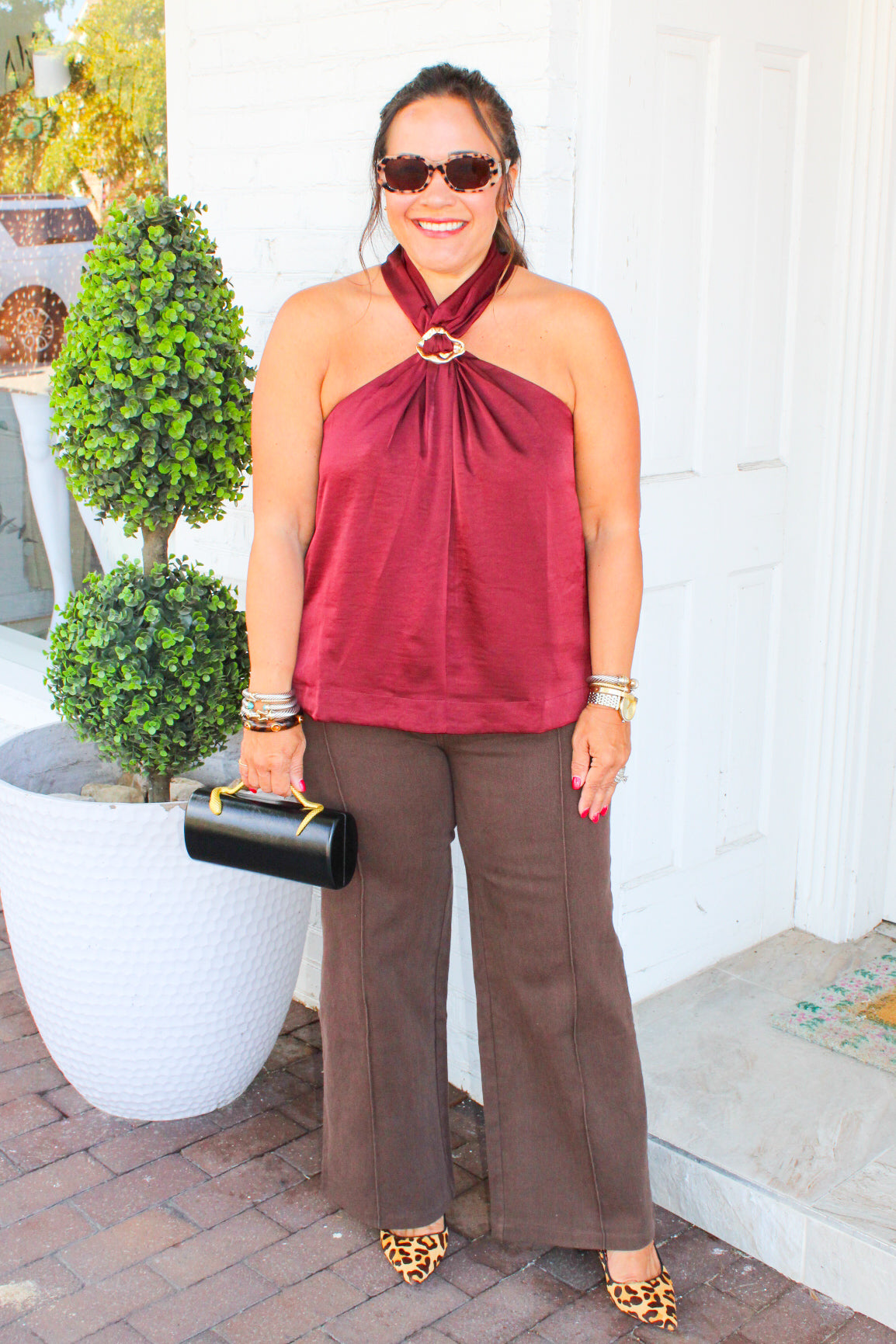 Out on the Town Halter Top in Wine