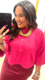 Hot Pink Lady Sweater Cardigan