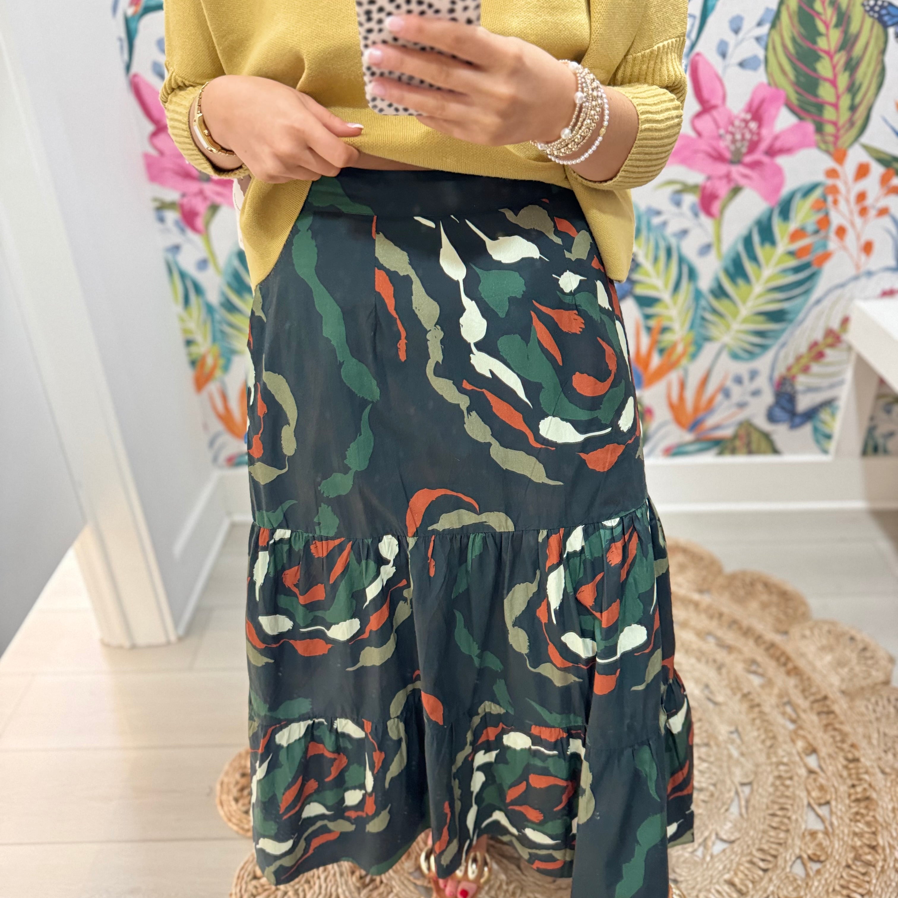 Ada Skirt in Brush Strokes | MAUDE