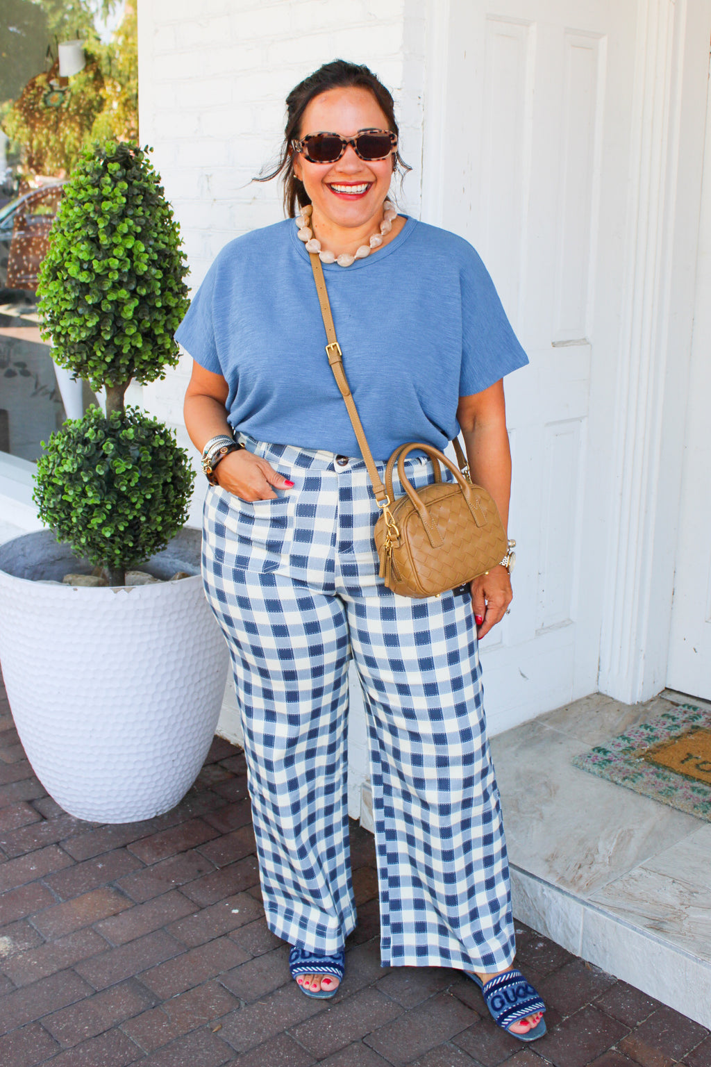 Picnic Gingham Pants in Navy