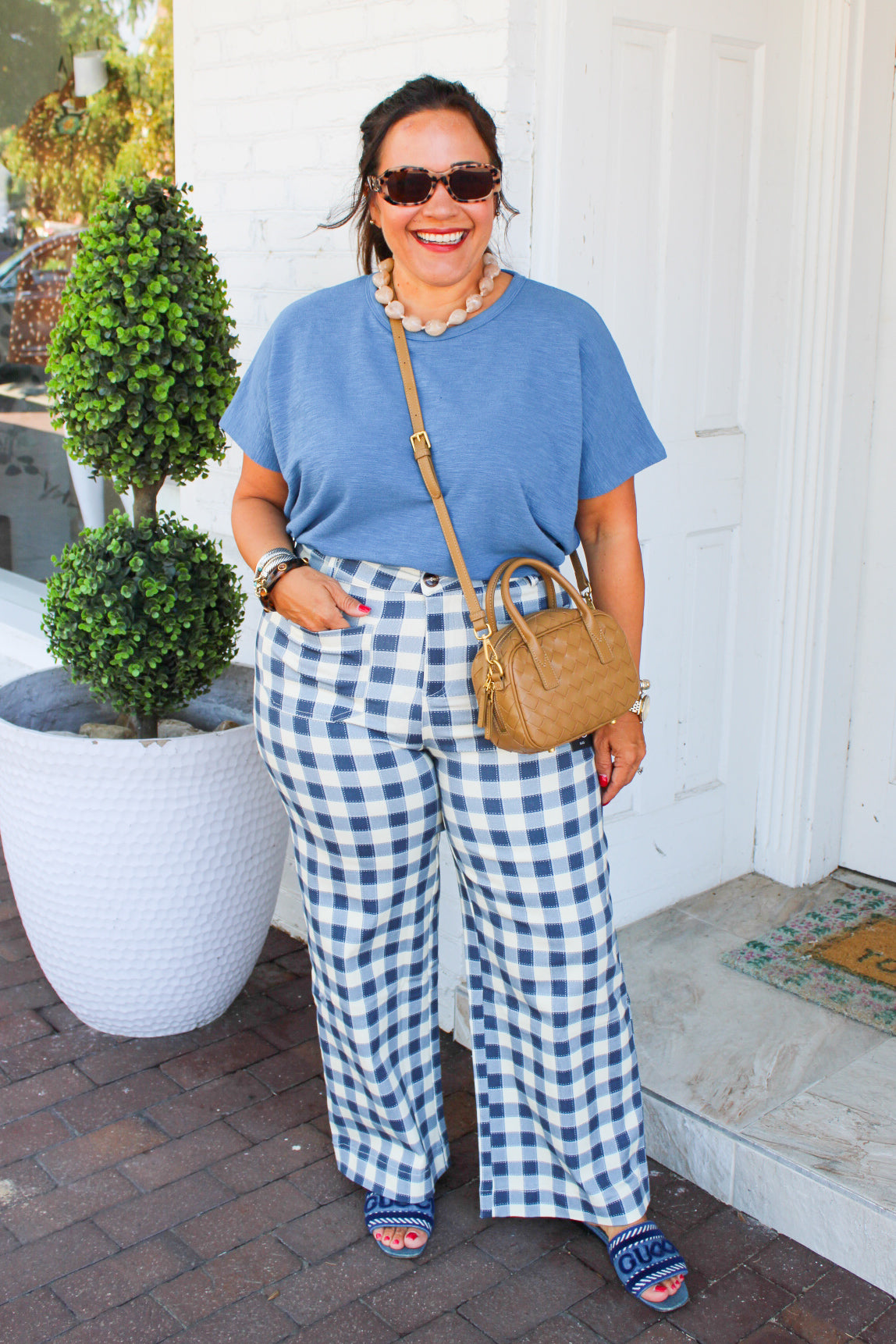 Picnic Gingham Pants in Navy
