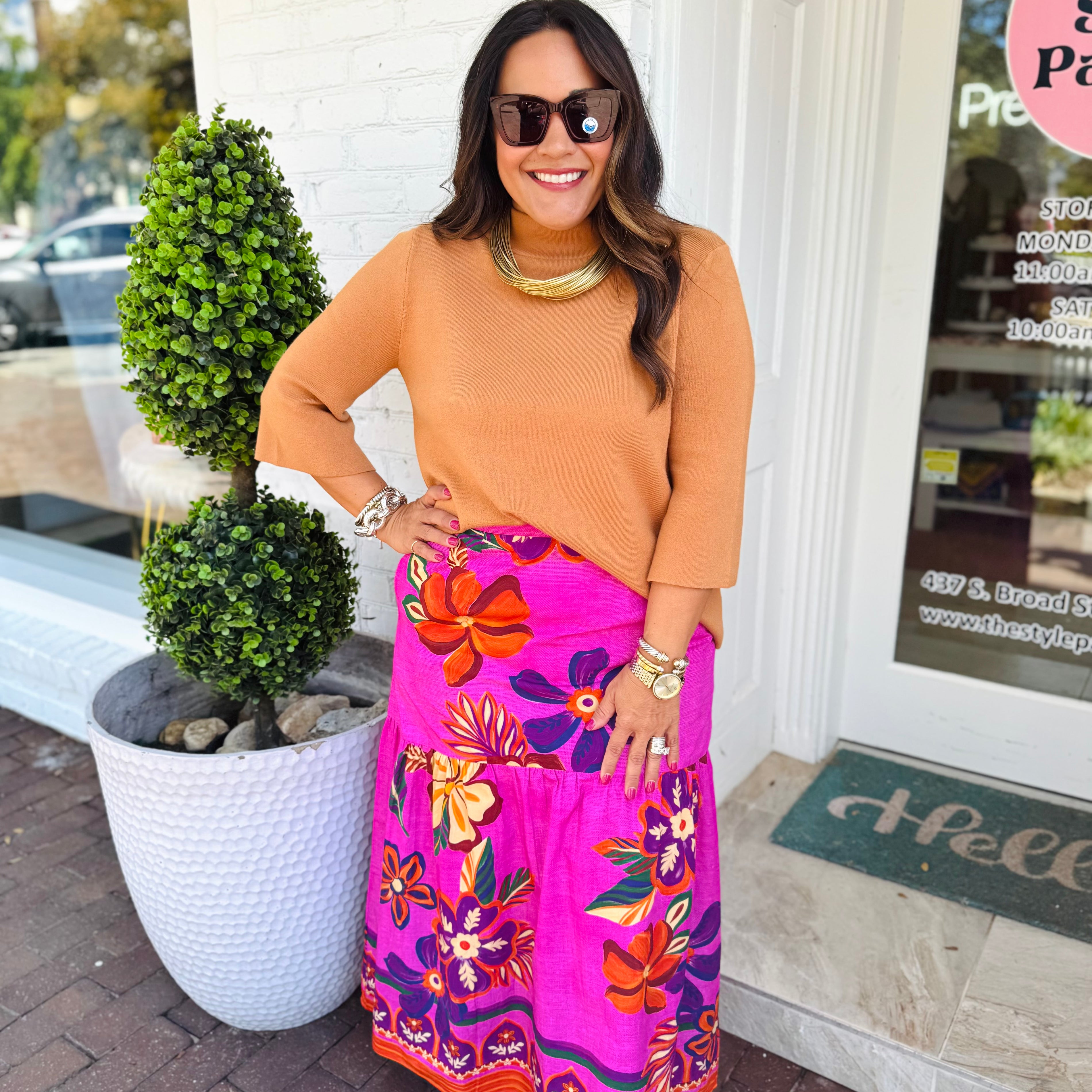 Ada Skirt in Mauve Blossoms | MAUDE