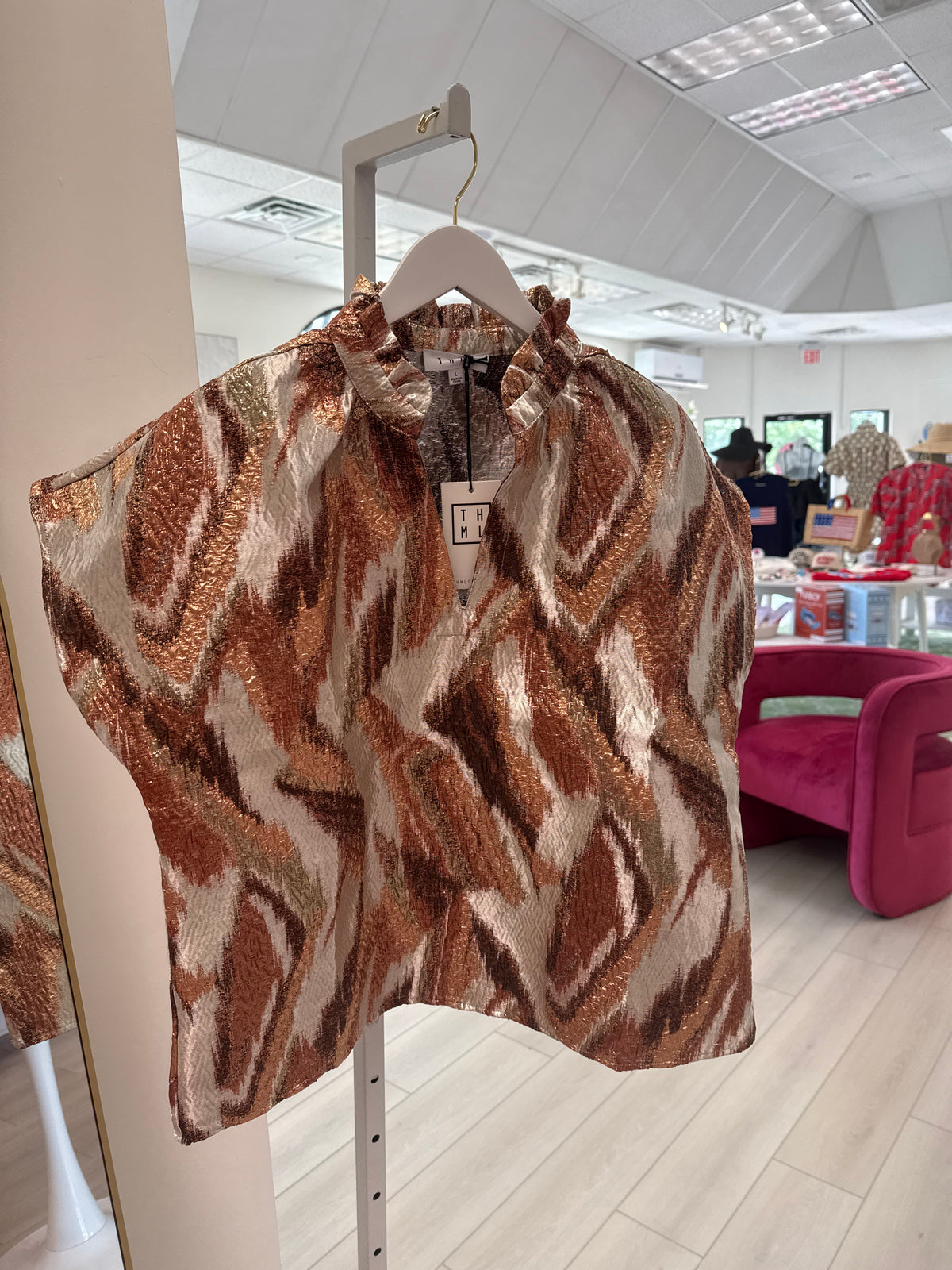 Rose Gold Metallic Holiday Top | THML