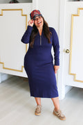 Casual Calling Luxe Knit Midi Dress in Navy