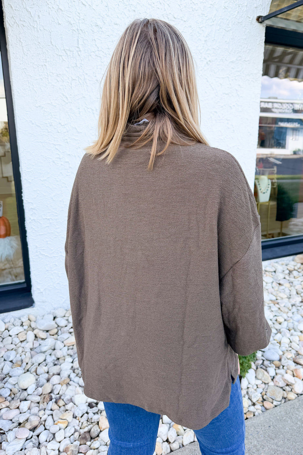 Anytime + Anywhere Mockneck Sweater in Brown