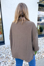 Anytime + Anywhere Mockneck Sweater in Brown