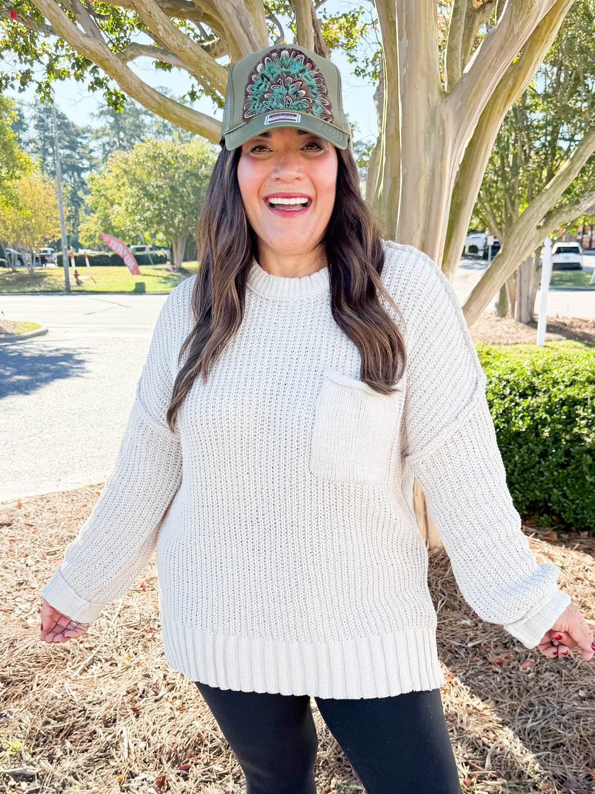 Oversized Chunky Knit Sweater in Ecru