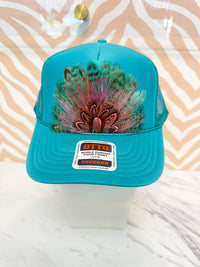 Feather Trucker Hat - Turquoise (4 Options)