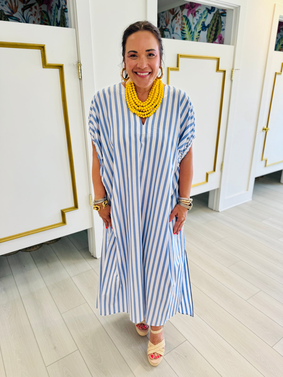 Adrienne Elise Dress in Sky Stripe