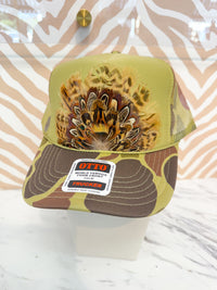 Feather Trucker Hat - Olive Camo (4 Options)