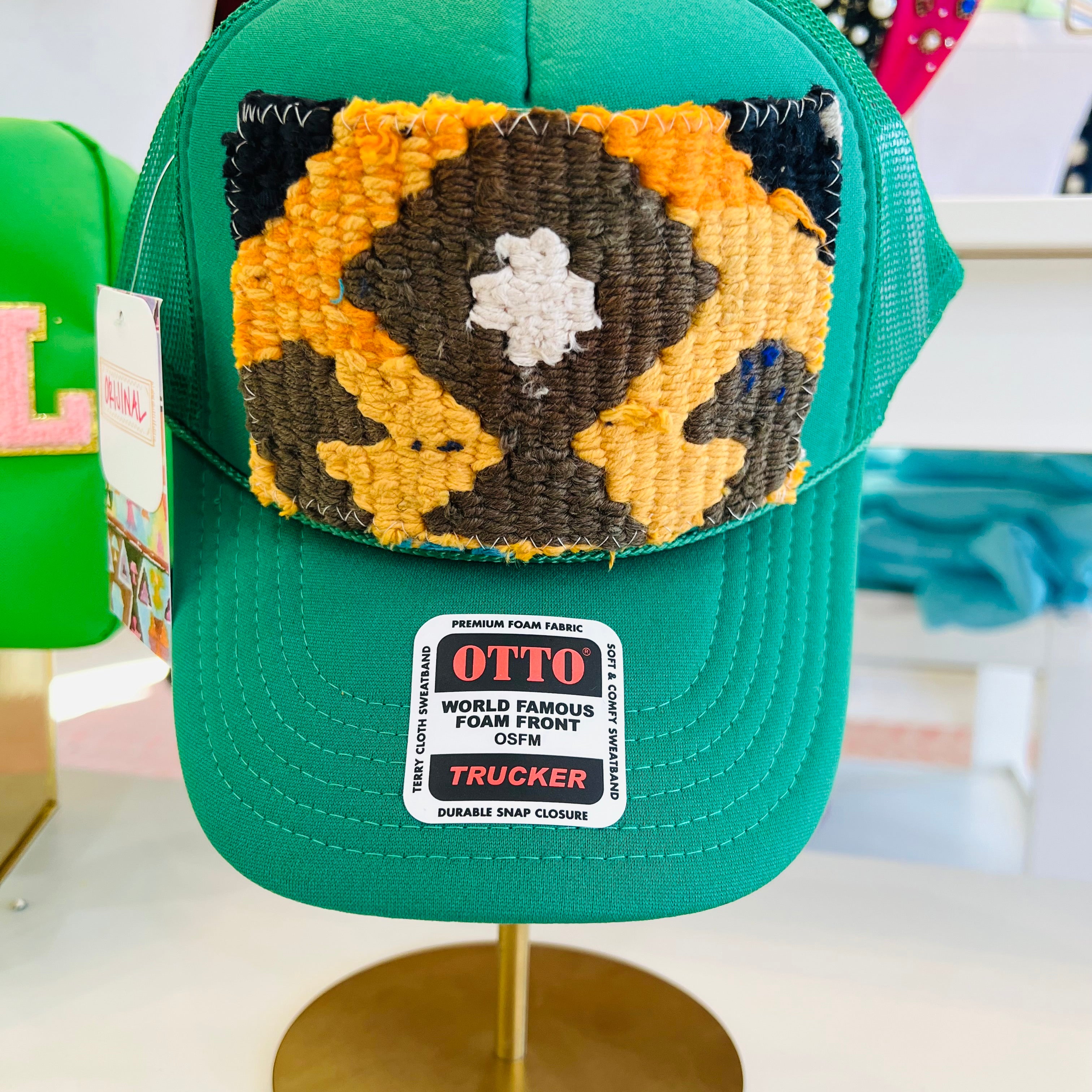 ORIJINAL Trucker Hat in Kelly Green - Olive/Mustard Patch