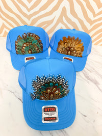 Feather Trucker Hat - Blue (3 Options)