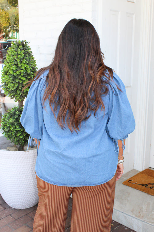 Know You Better Long Sleeve Denim Top - Denim