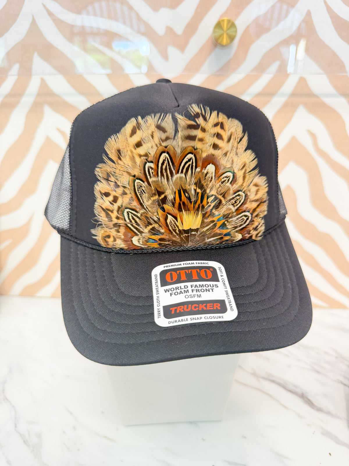 Feather Trucker Hat - Black (4 Options)