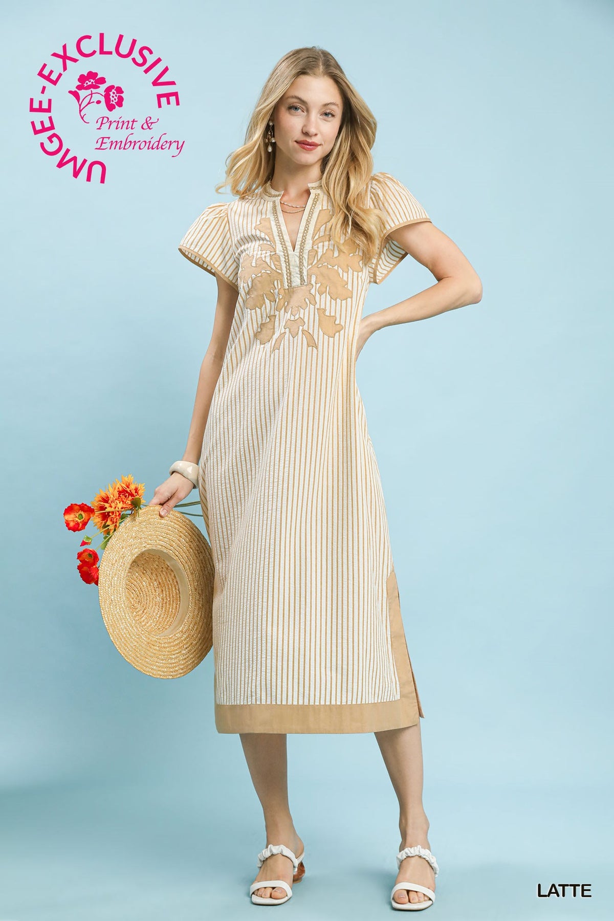 Toffee Crunch Striped Midi Dress