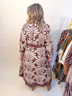 Button Down Maxi Shirt Dress in Brown