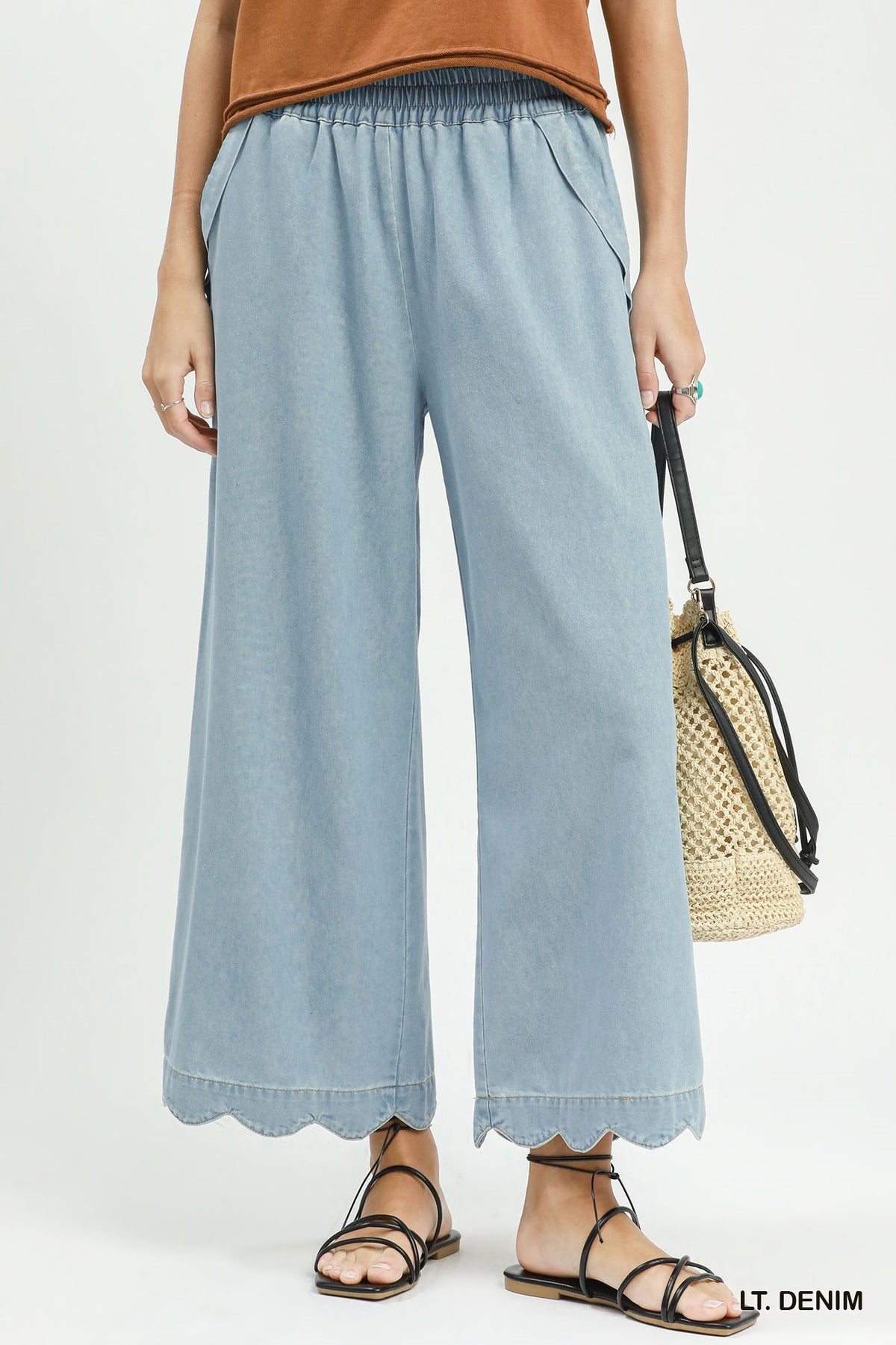 Darla Scalloped Bottom Denim Pants