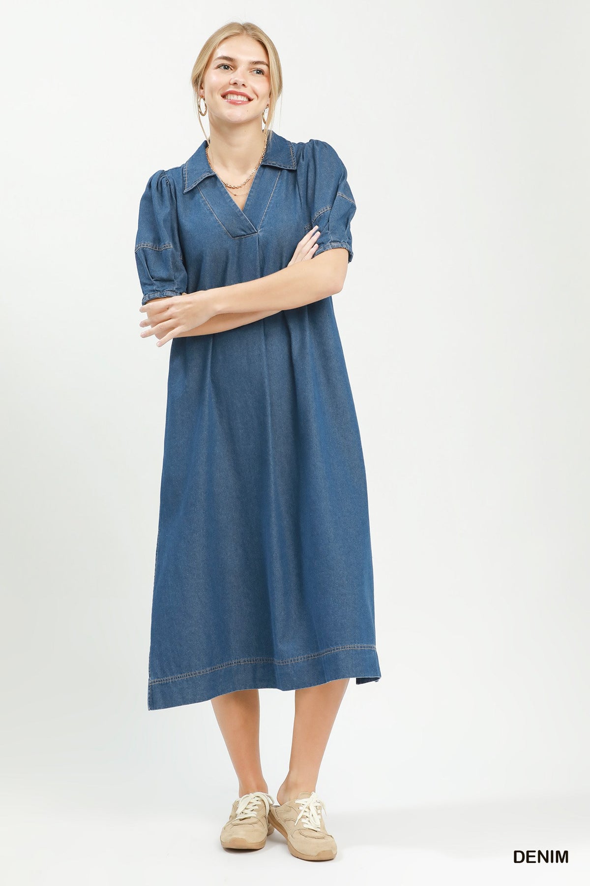 Delaney Dark Wash Denim Midi Dress