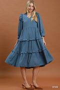 Kimberly Ruffle Shoulder Dress in Denim