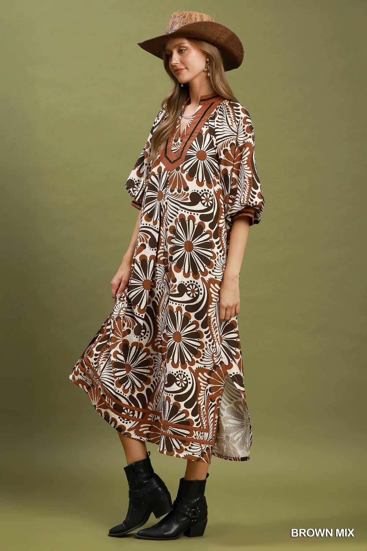 Good To Be Here Brown Printed Maxi Dress