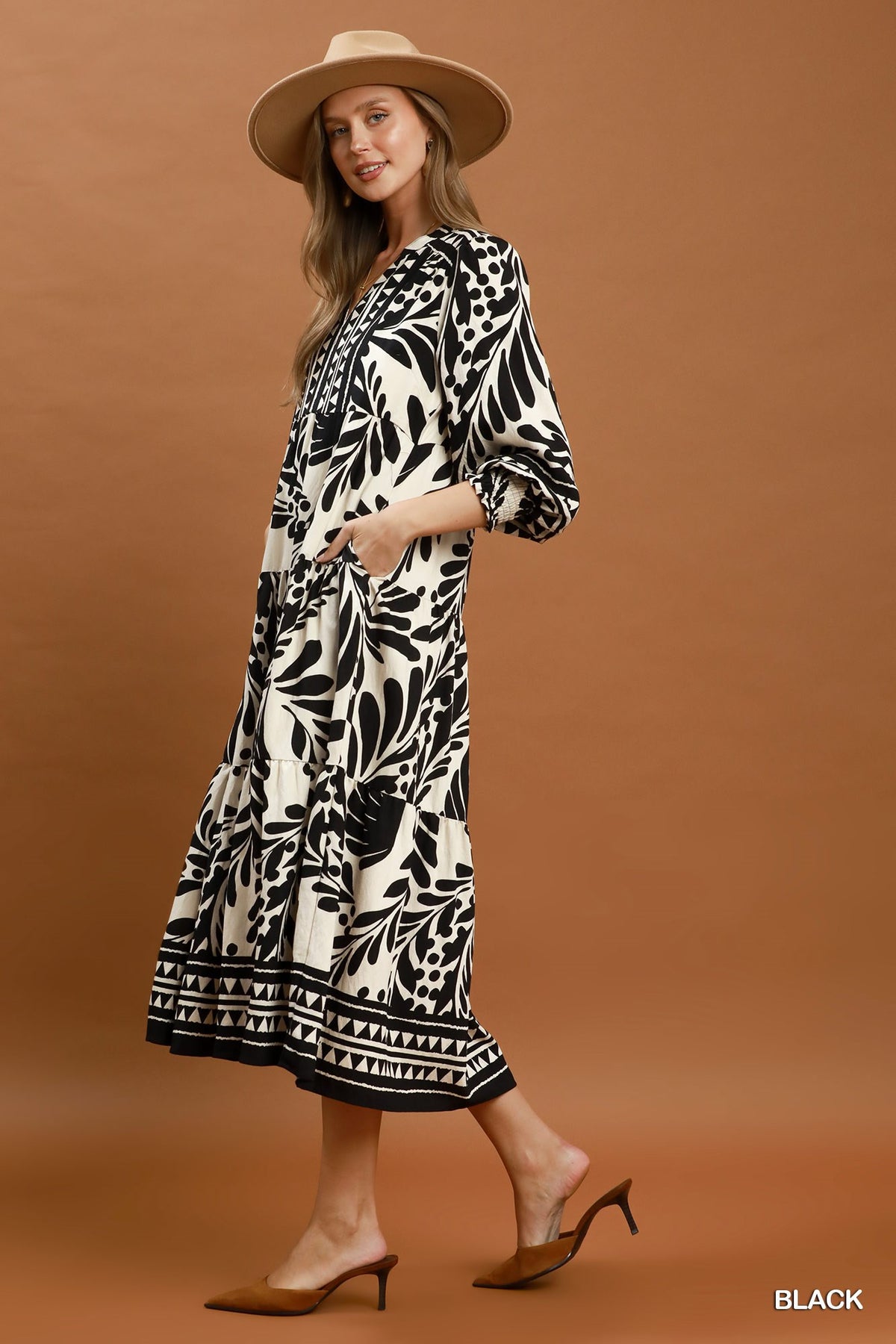 A Better Plan Black Printed Midi Dress