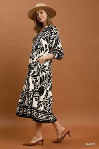 A Better Plan Black Printed Midi Dress