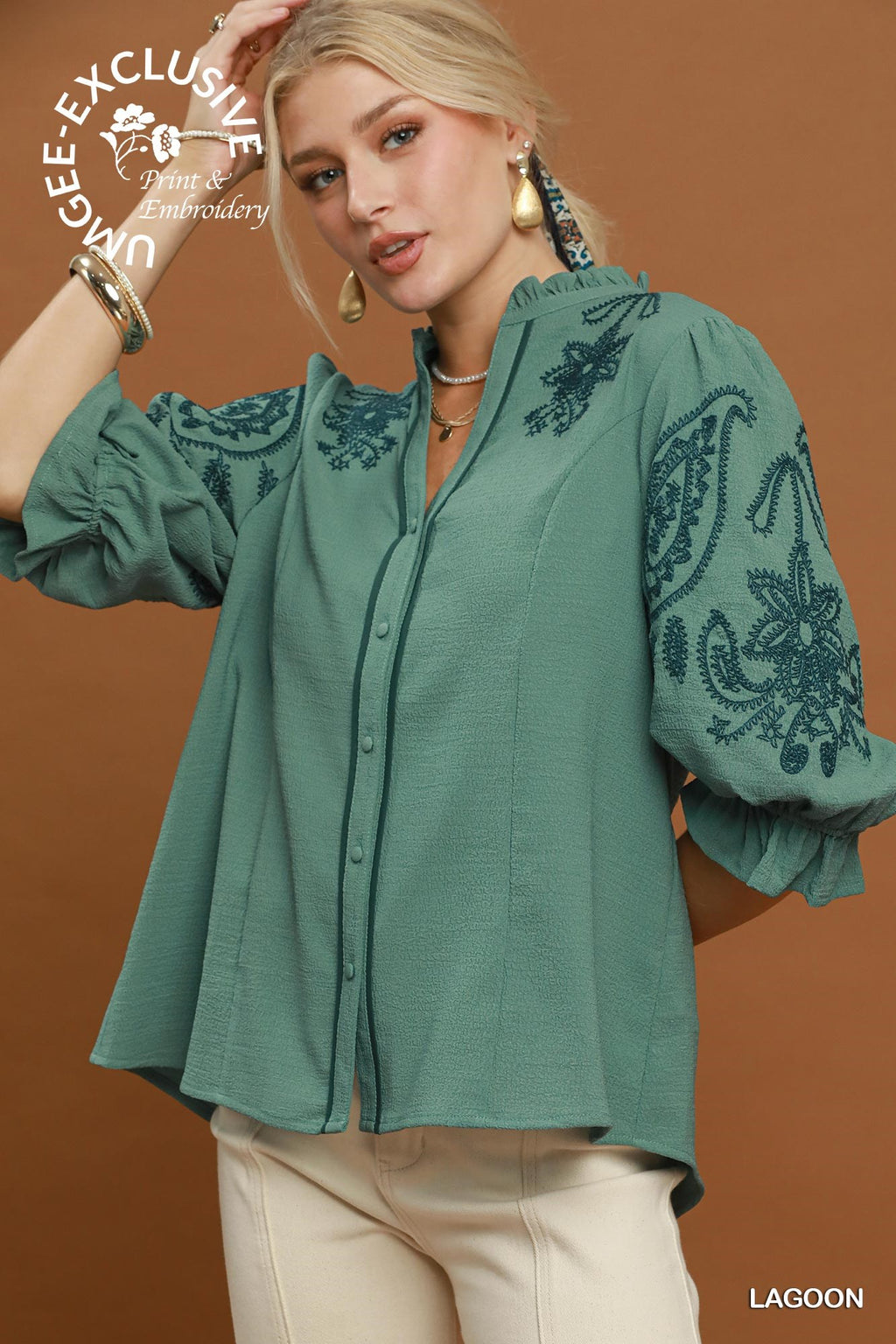 Lazy Lagoon Embroidered Blouse