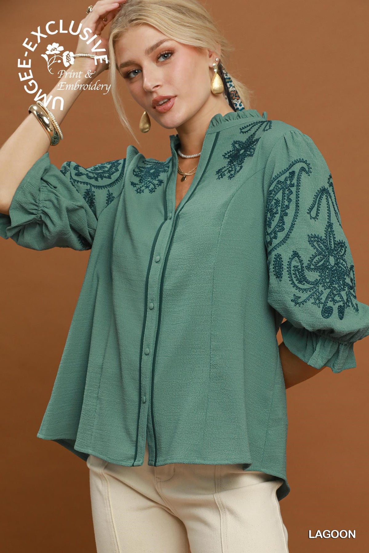 Lazy Lagoon Embroidered Blouse