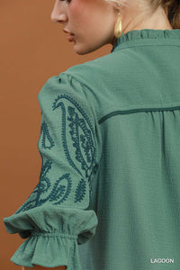 Lazy Lagoon Embroidered Blouse