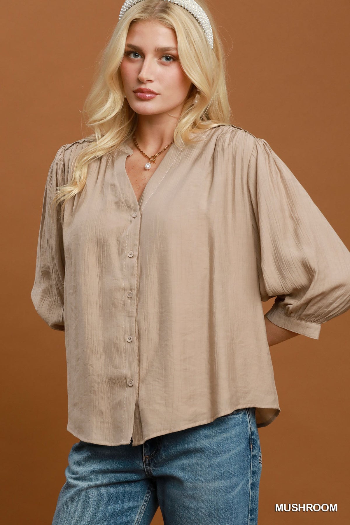 Simple Touch Blouse in Tan