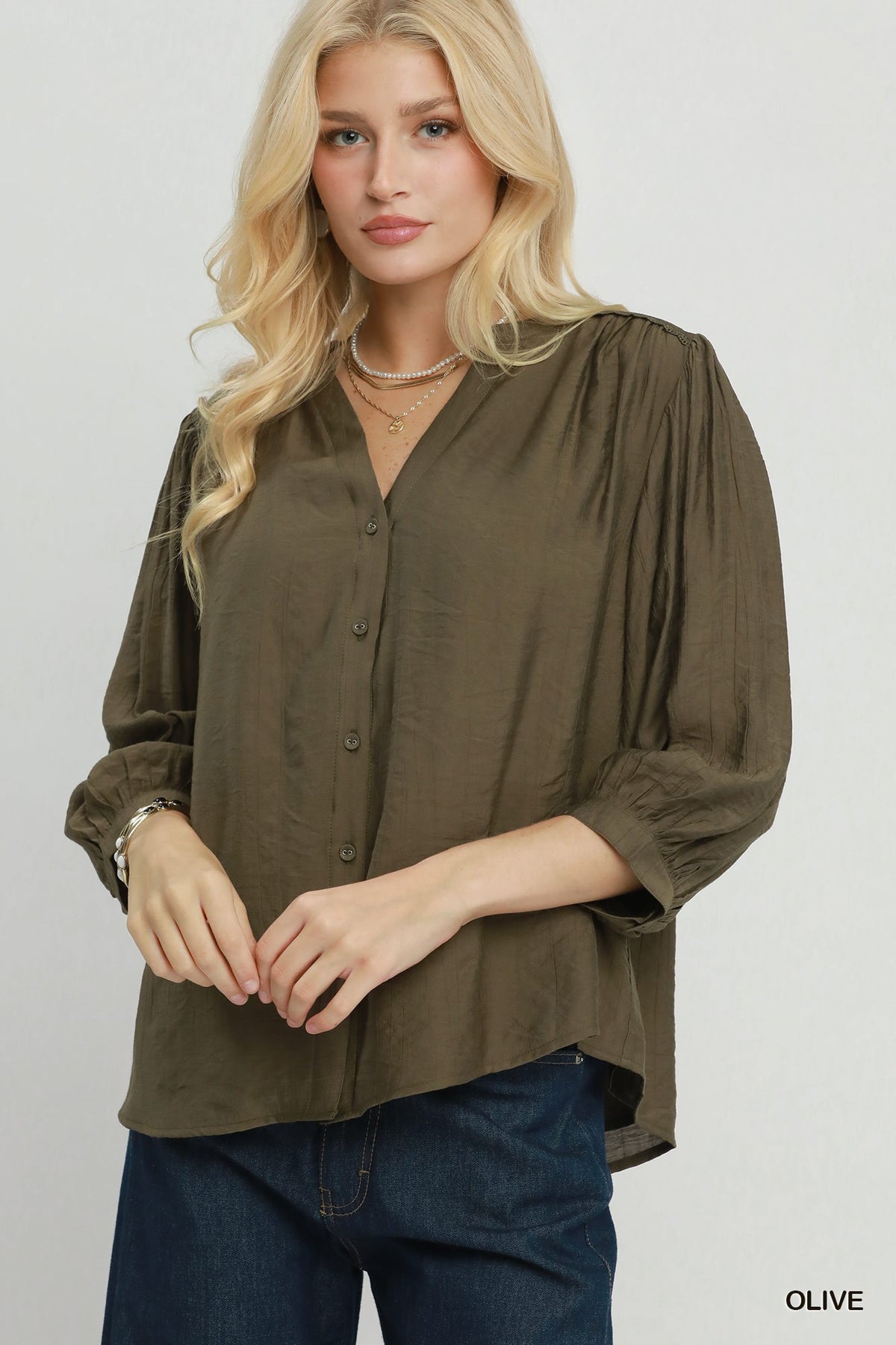 Simple Touch Blouse in Olive