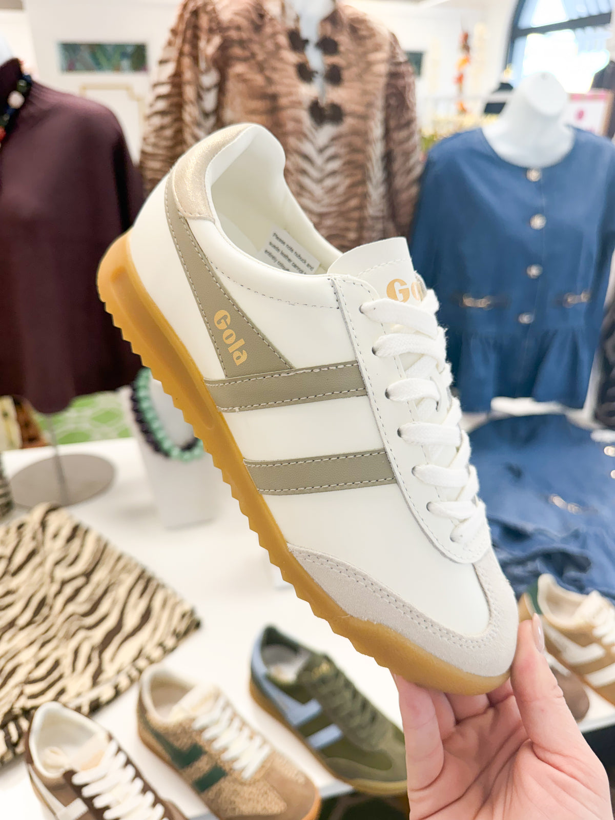 Gola Women's Torpedo Leather Trainer Off
White/Bone/Gold
