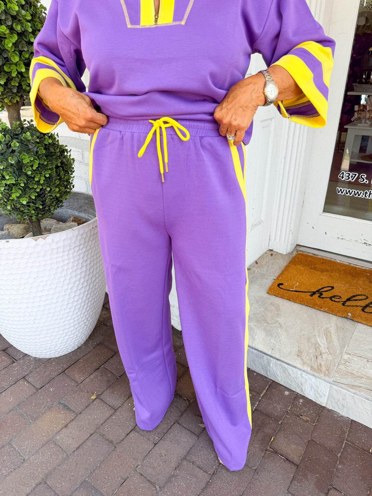 Traveling to the Pirates Lounge Pants - Purple/Yellow