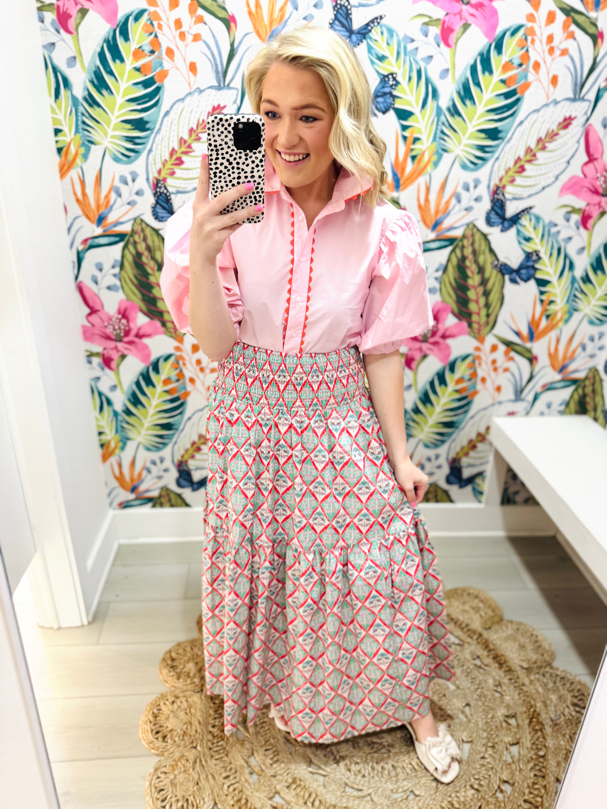 Paris Floral Smock Tier Maxi Skirt | KARLIE
