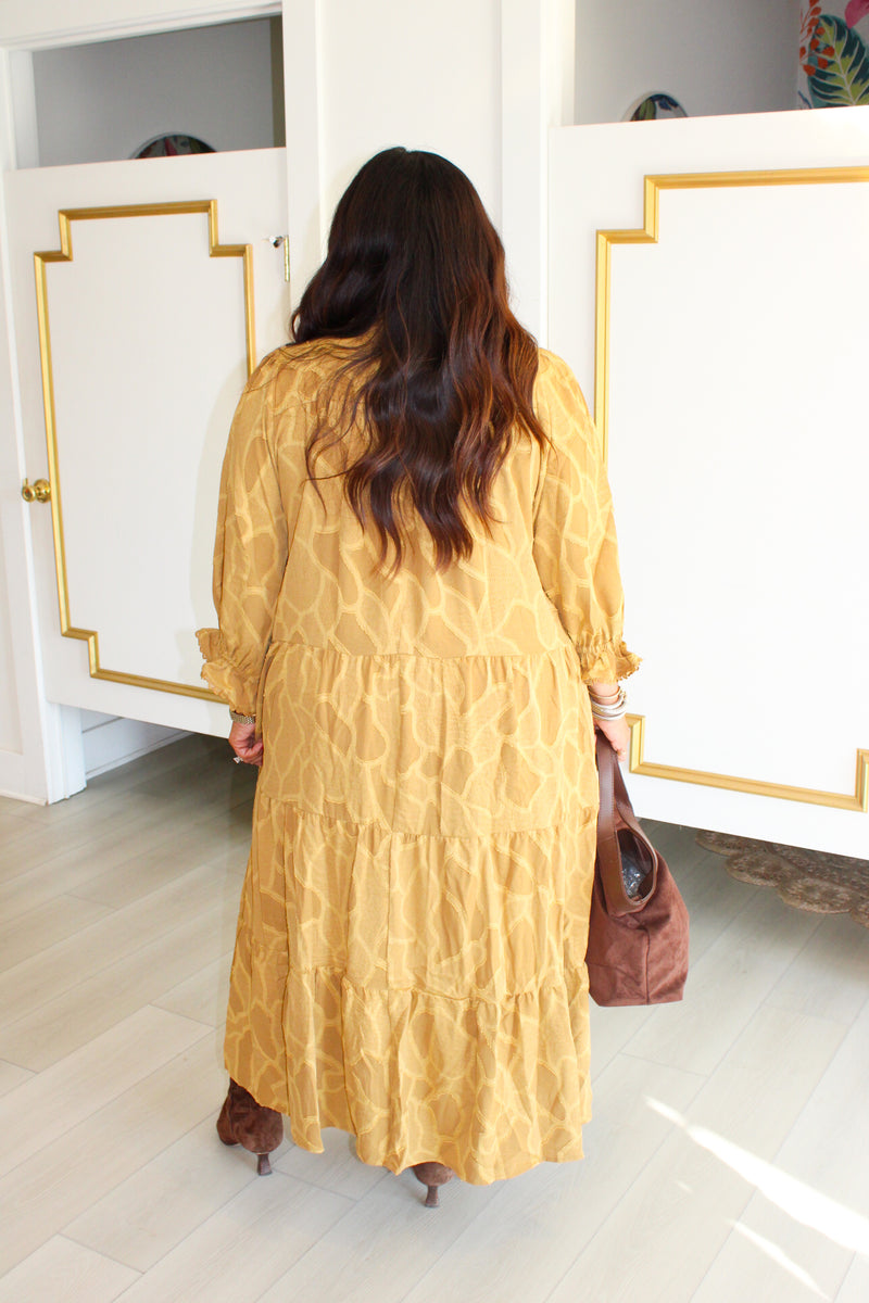 Background Florals Dress in Mustard