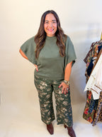 Oversized Boat Neck Knit Blouse in Olive