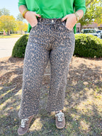 High Rise Leopard Crop Wide Leg with Tie Denim | VERVET