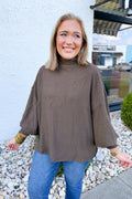 Anytime + Anywhere Mockneck Sweater in Brown