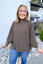 Anytime + Anywhere Mockneck Sweater in Brown