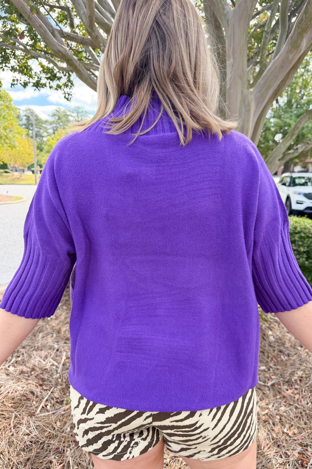 Everyday Mock Neck Sweater in Purple