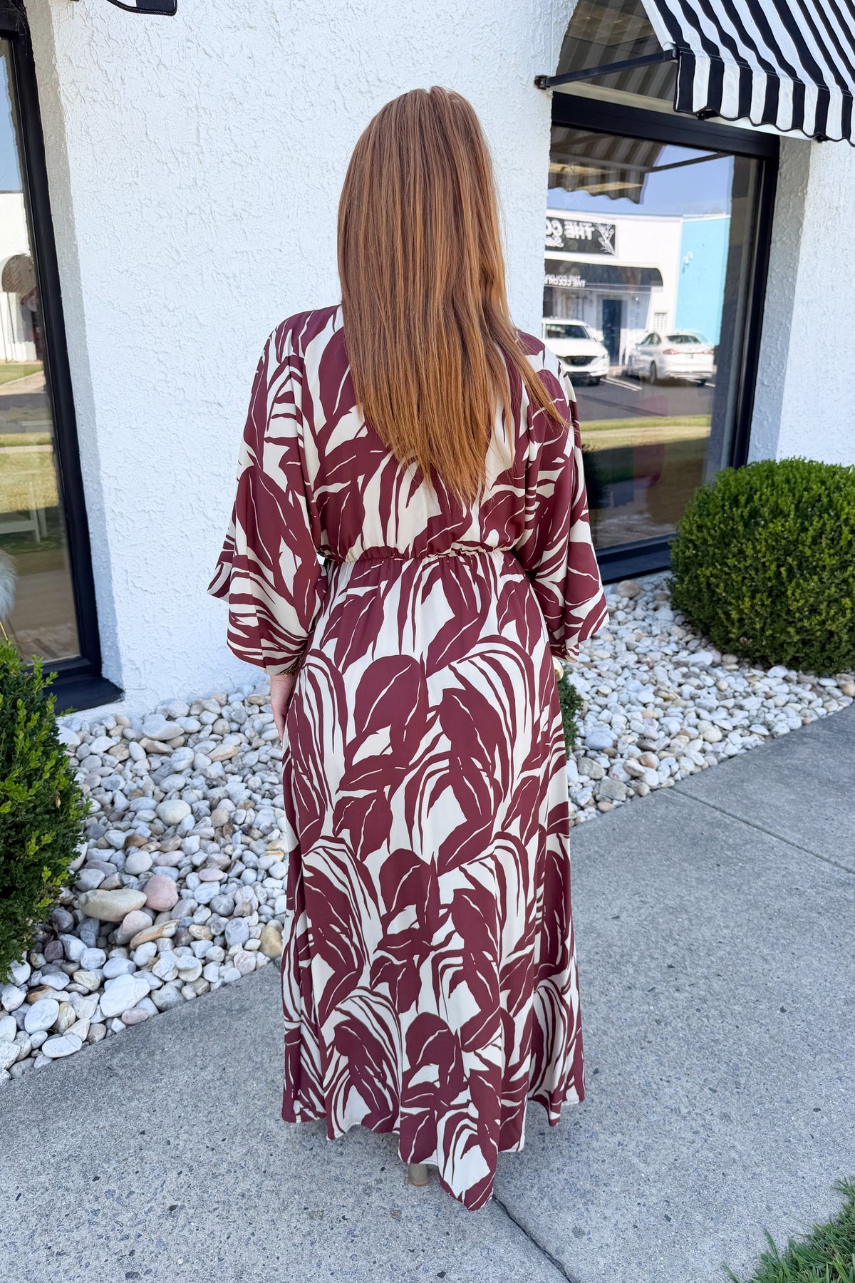 Kathryn Kimono Maxi Dress - Auburn/Cream