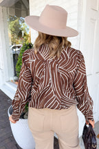 Taking Care of Business Abstract Print Blouse in Brown