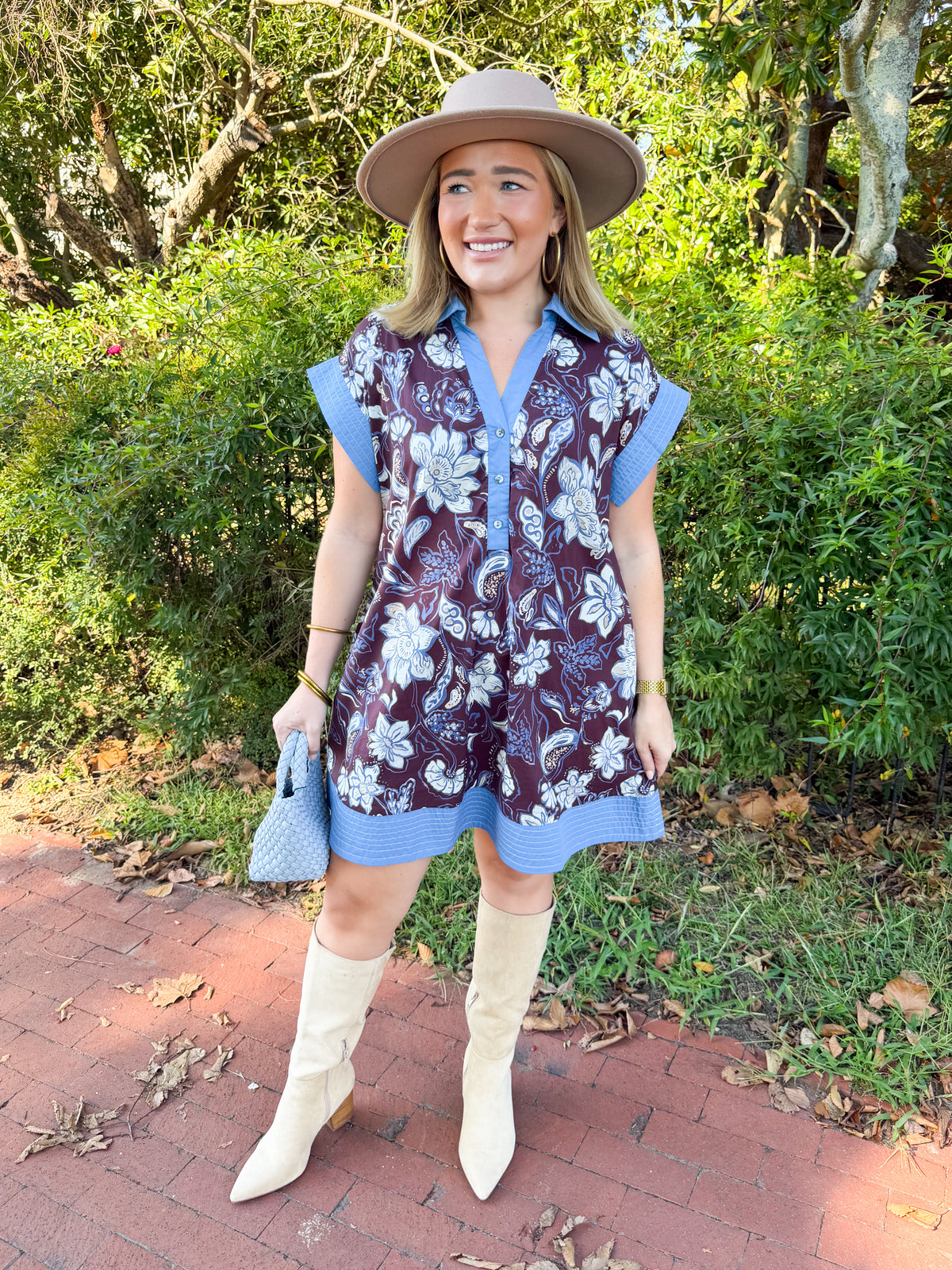 Feel The Florals Mini Shift Dress - Eggplant/Blue