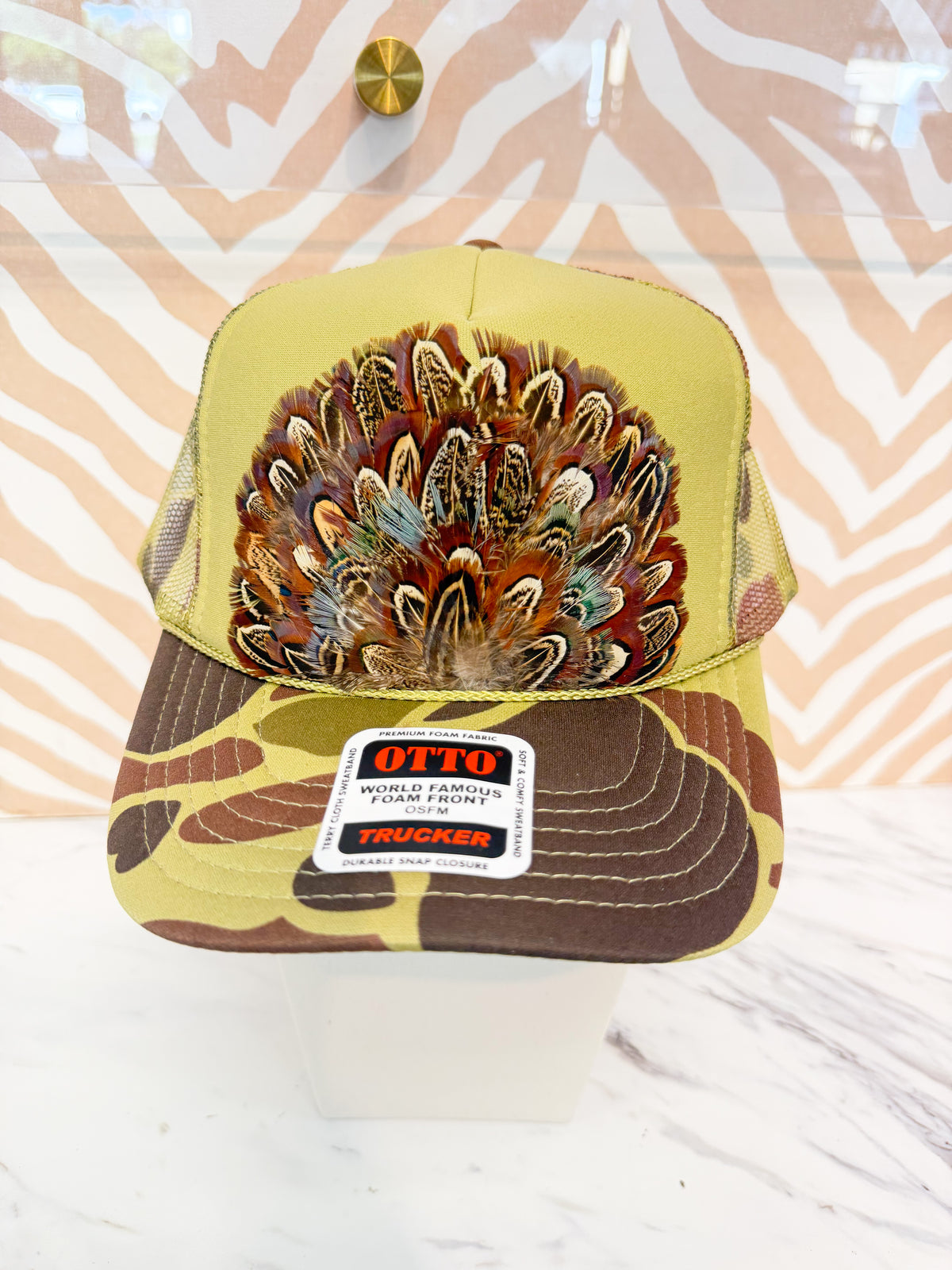 Feather Trucker Hat - Olive Camo (4 Options)